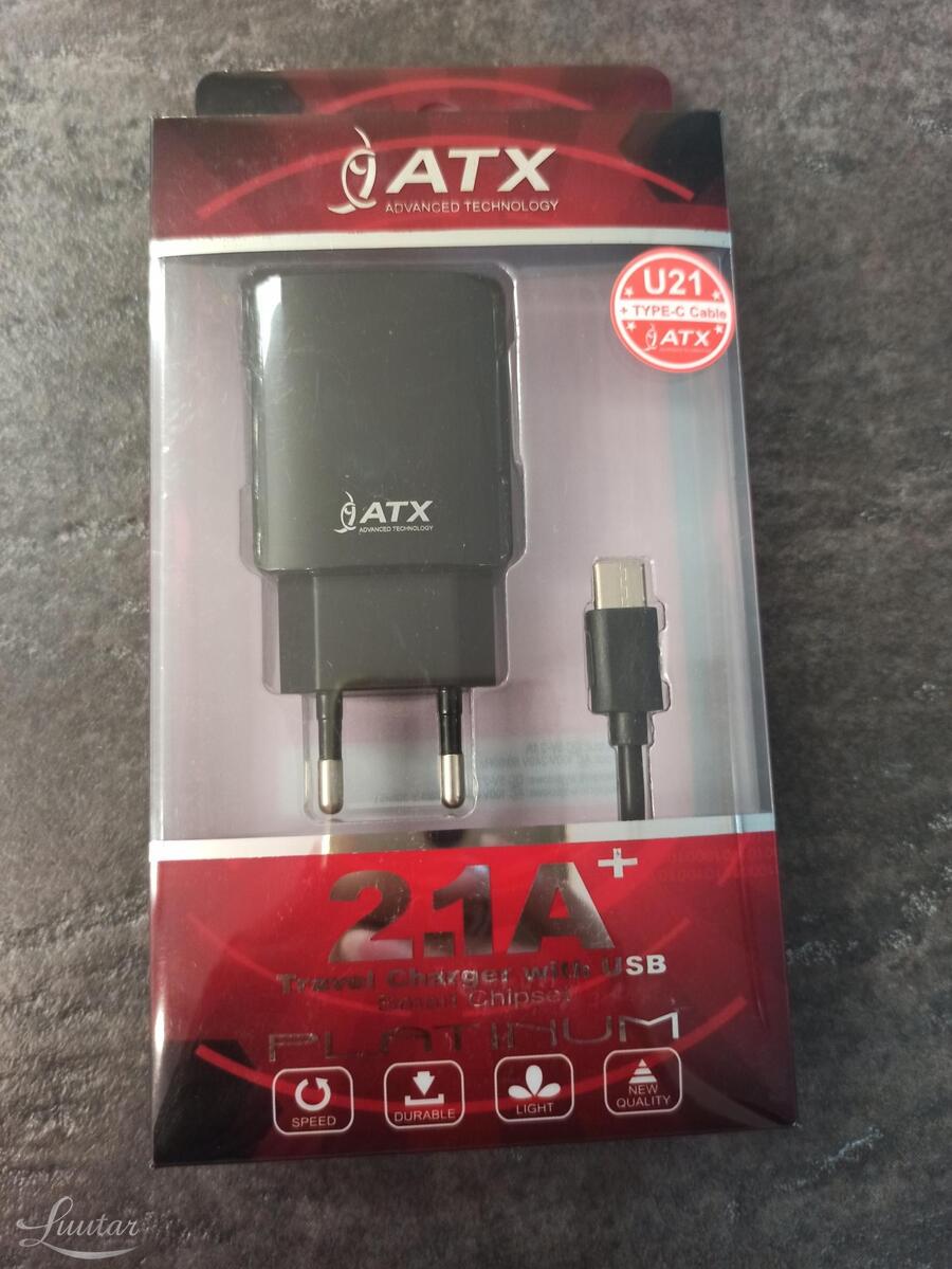 Laadija ATX 5V/2.1A+Juhe USB Type-C