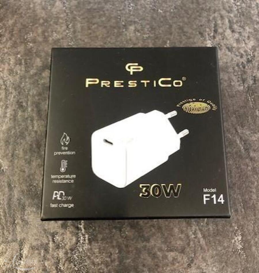 Adapter Prestico F14 USB Type-C 30W PD white UUS!