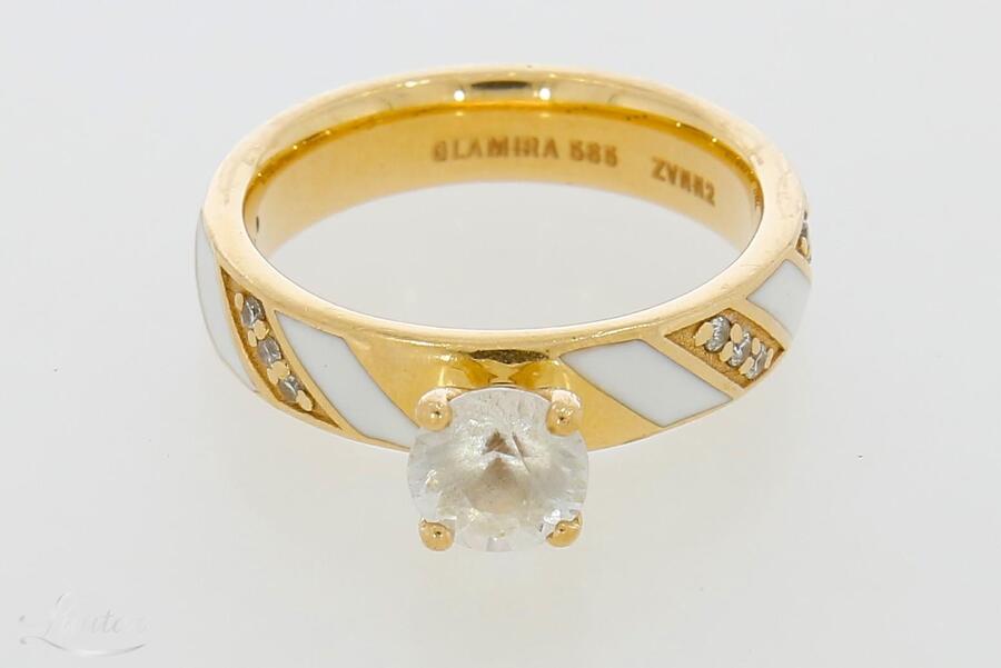 Kuldsõrmus 585* Glamira! Valge safiir 0.8ct + Briljandid 0.096ct