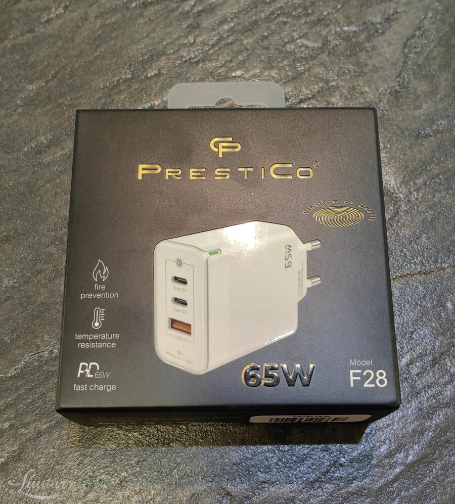 Laadija PRESTICO F28 1xUSB 65W 2xUSB Type-C valge