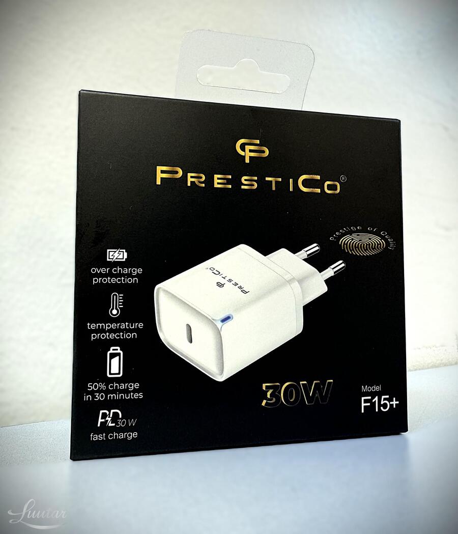 Laadija PRESTICO​ F15+​ 1xUSB​-​C​ 30W​ PD​ white