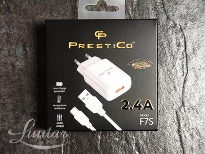 Laadija PRESTICO F7S 1xUSB+Juhe USB Type-C 2.4A