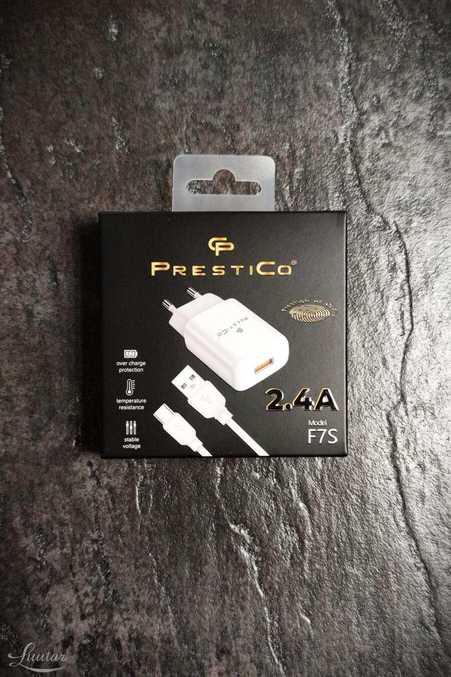 Laadija PRESTICO F7S 1xUSB+Juhe USB Type-C 2.4A