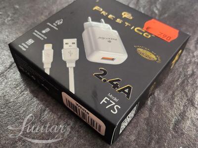 Laadija PRESTICO F7S 1xUSB + Juhe Lightning 2.4A valge