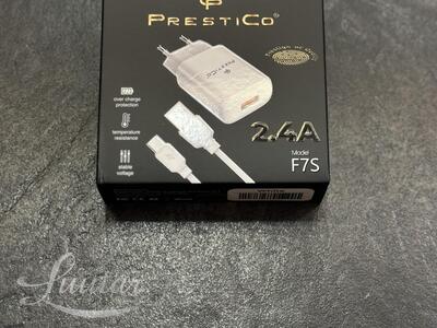 Laadija PRESTICO F7S 1xUSB + Juhe USB Type-C 2.4A