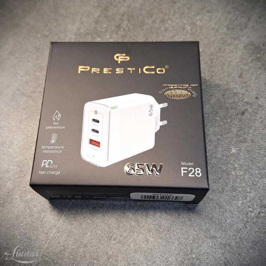 Laadija Prestico F28 1xUSB + 2xUSB Type-C QC 65W