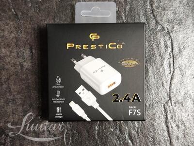 Laadija PRESTICO F7S 1xUSB + Juhe Lightning 2.4A Valge