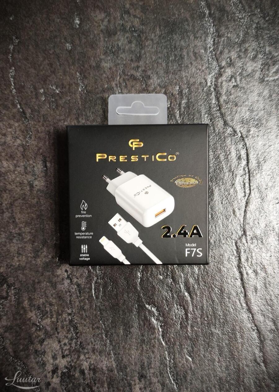 Laadija PRESTICO F7S 1xUSB + Juhe Lightning 2.4A Valge