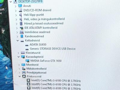 Lauaarvuti i3-6100+GeForce GTX 1650